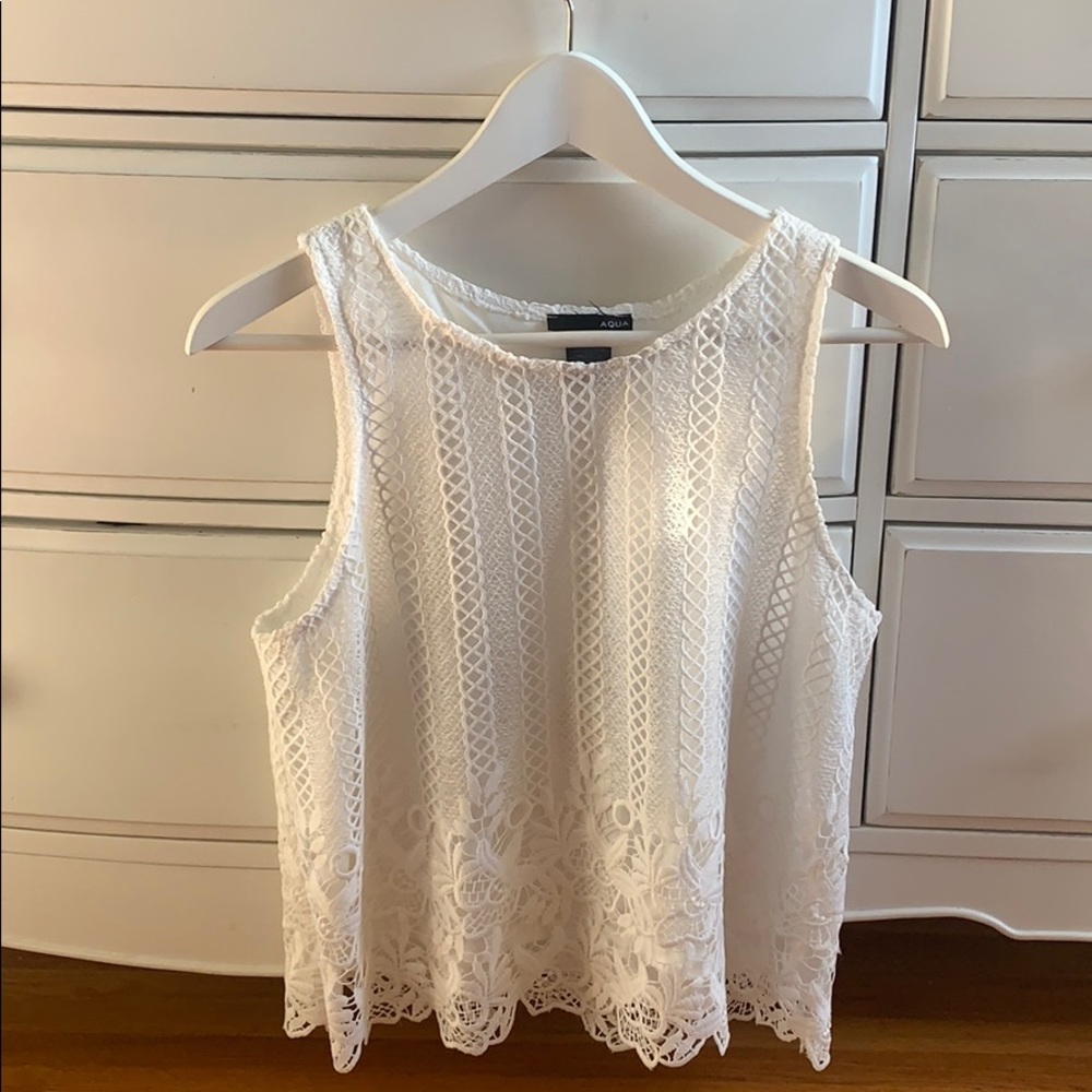 Aqua White Lace Crop